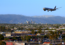 Skyline & LAX Plane Landing